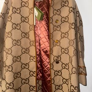Gucci Tan Monogram Cape Coat